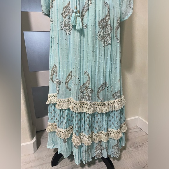 Zury 100% Viscose Paisley Fringe Boho Maxi Dress NWOT - Picture 7 of 9